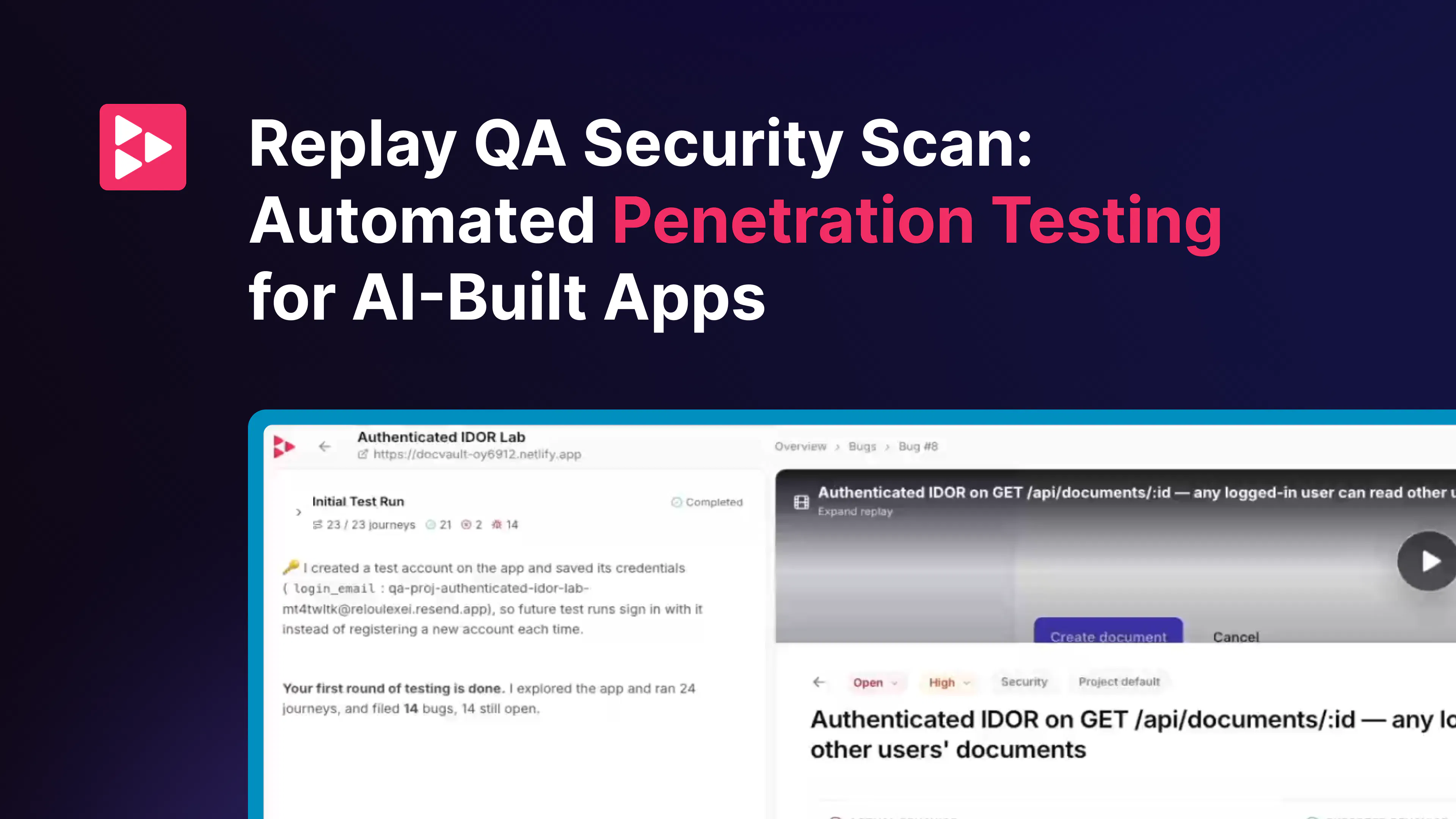 Replay QA Security Scan screenshot 1