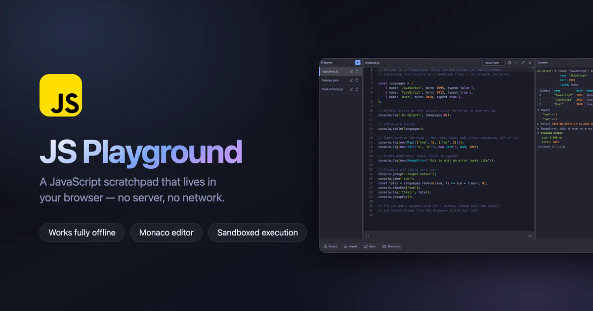 Offline JS Playground screenshot 1