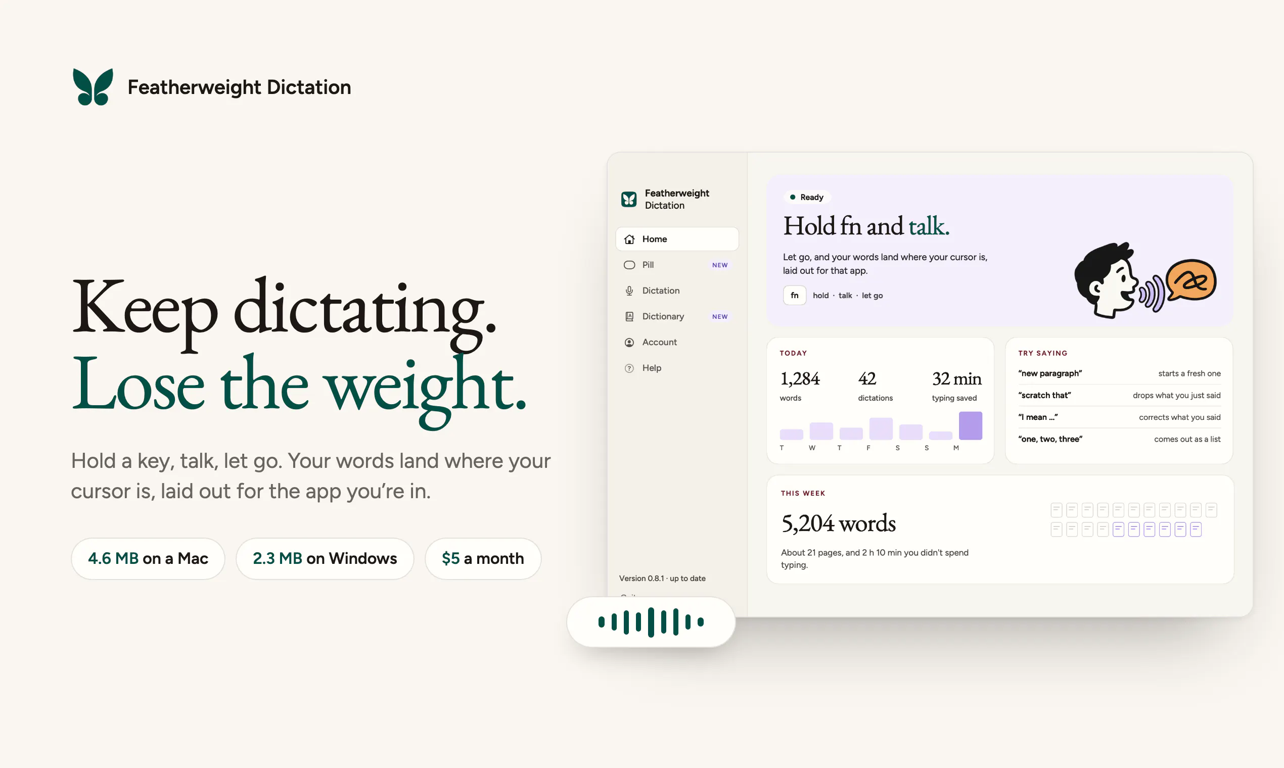 Featherweight Dictation screenshot 1