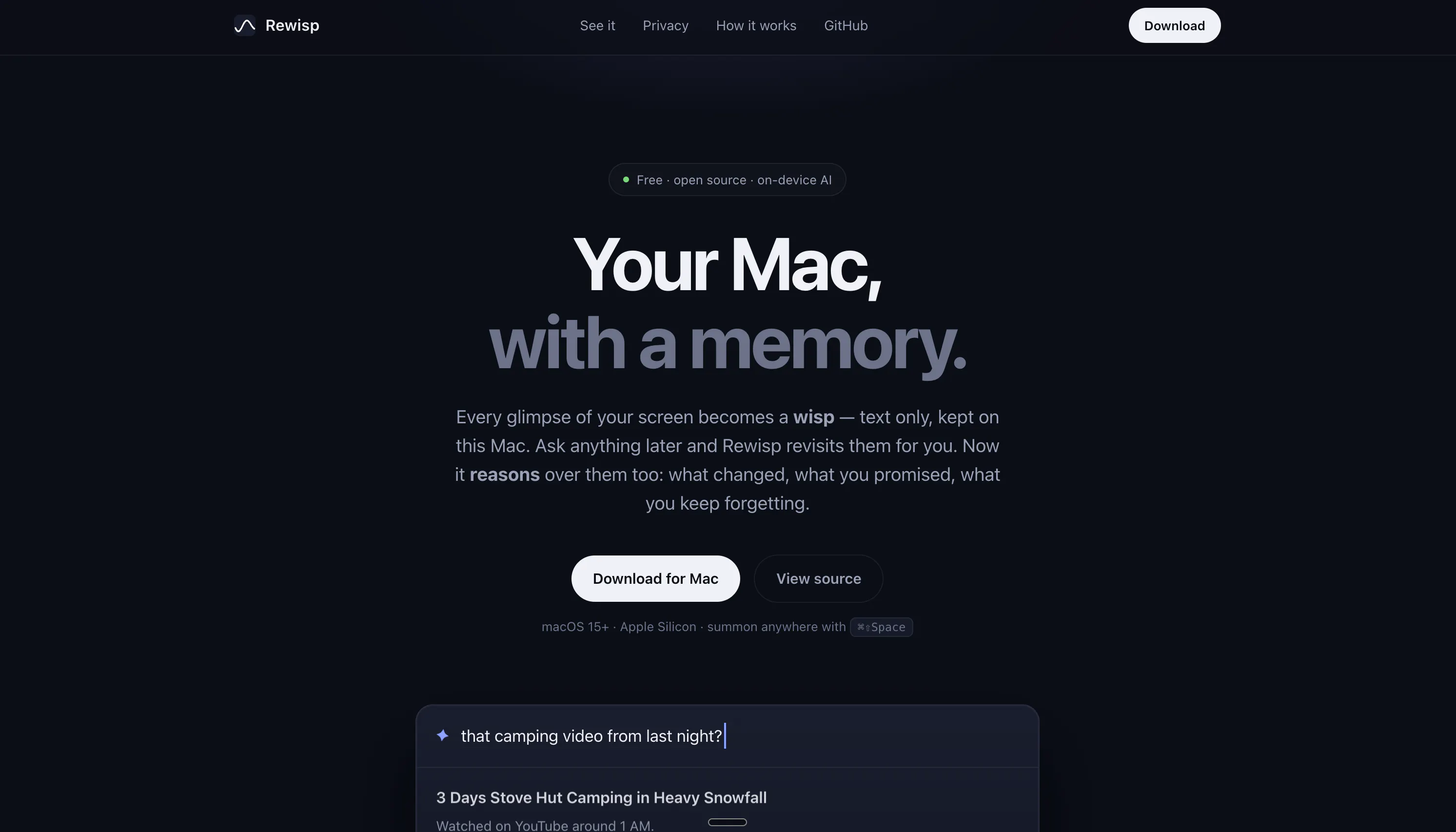 Rewisp — an ambient memory for your Mac