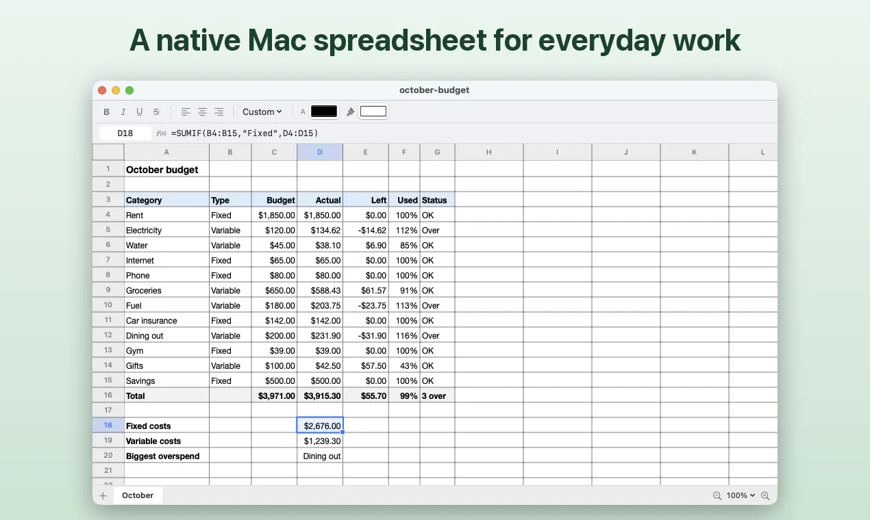 SimpleSpread screenshot 1