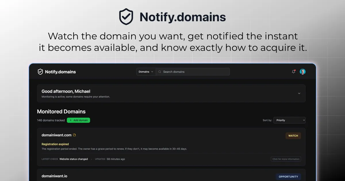 Notify.domains screenshot 1