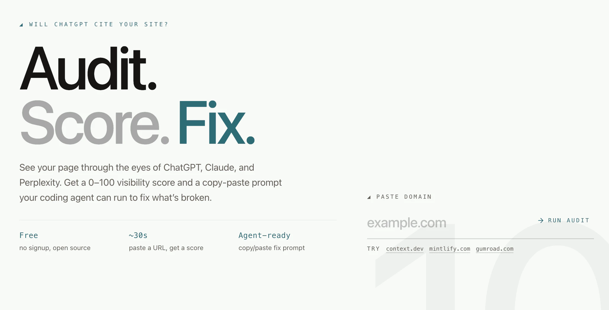 Free AI SEO Auditor screenshot 1