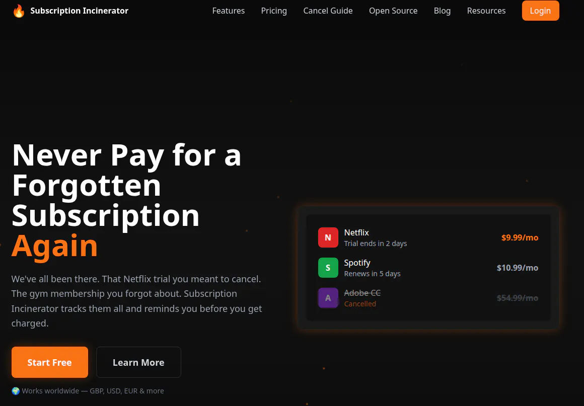 Subscription Incinerator screenshot 1