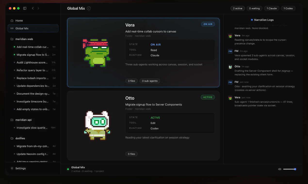 Agent FM for Claude Code & Codex screenshot 1