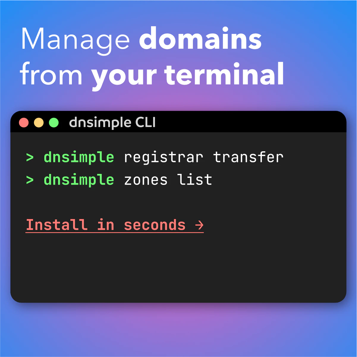DNSimple CLI screenshot 1